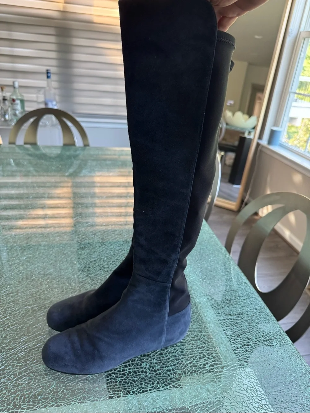 Stuart Weitzman Women's Over-the-Knee Suede Boots in navy blue 8 M